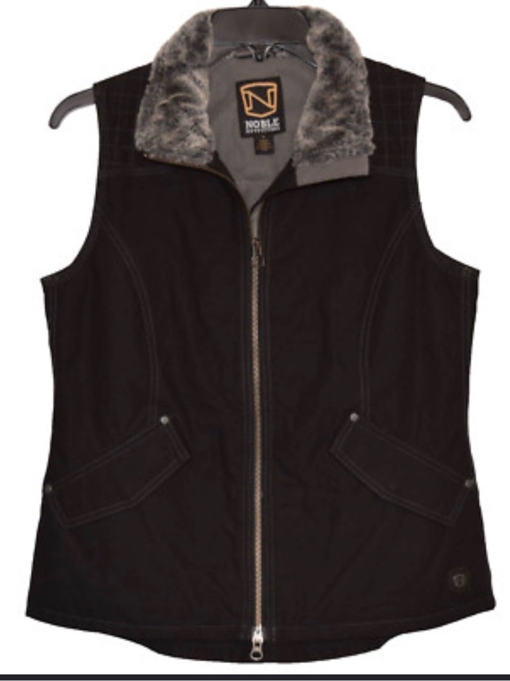 Elegant Black Vest with Faux Fur Trim